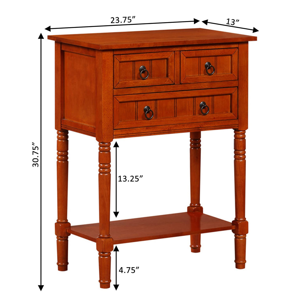 Cherry Hall Table with 3 Storage Drawers and Shelf S21160