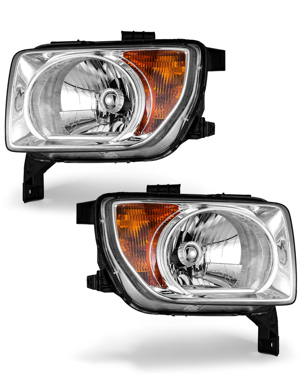 Honda Element 2003-2006 Headlight Assembly Chrome Housing Amber Reflector Driver and Passenger Side B9087