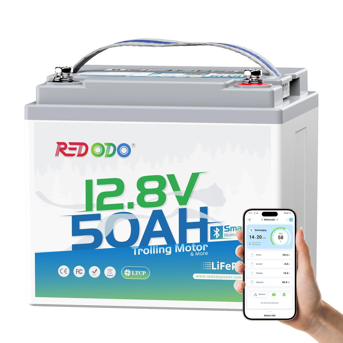 12V 50Ah LiFePO4 Deep Cycle Battery T627