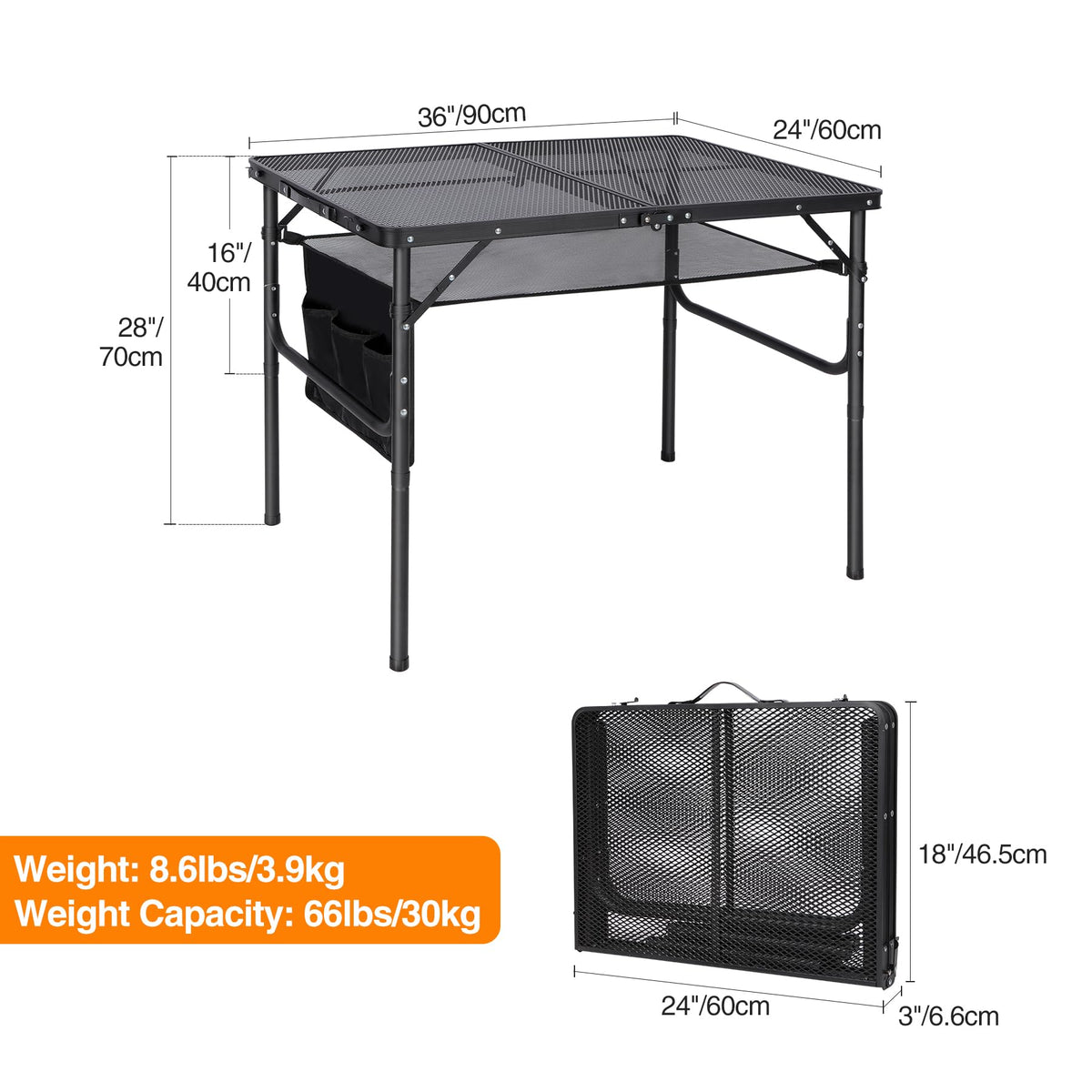36x24 Aluminum Folding Grill Table with Adjustable Height Legs E599177