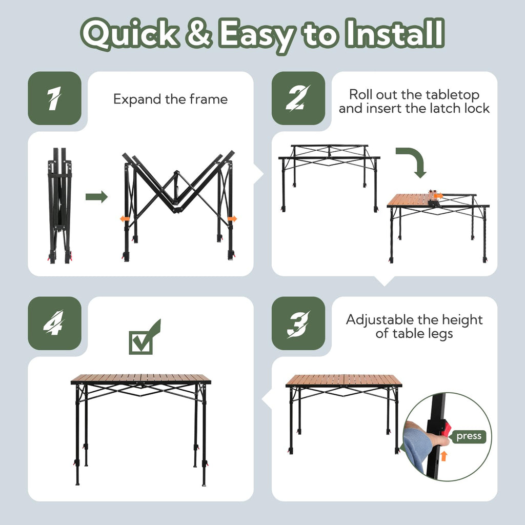 Portable Adjustable Height Camping Table F628205