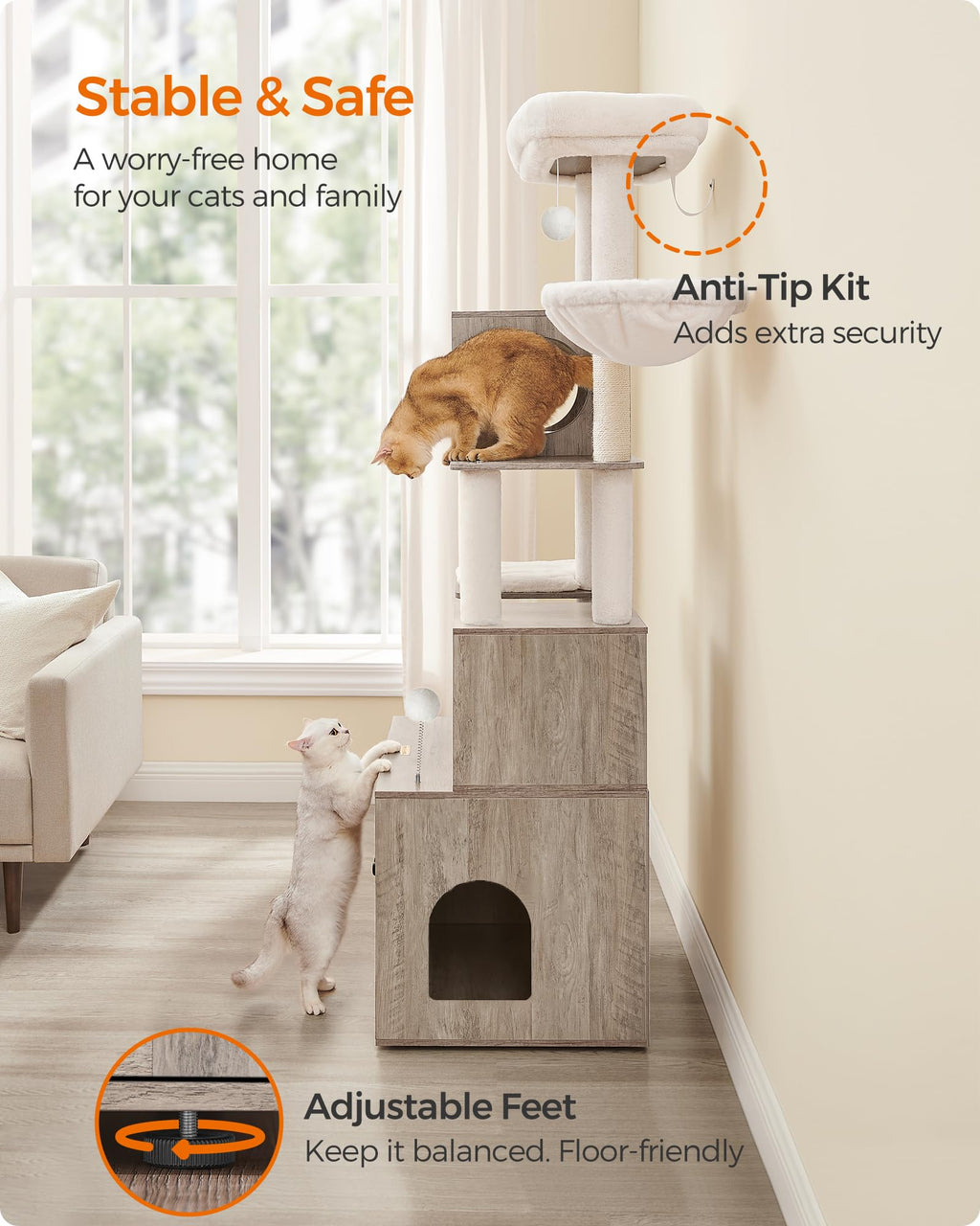 70.1-Inch Tall Cat Tree with Litter Box Enclosure X216219