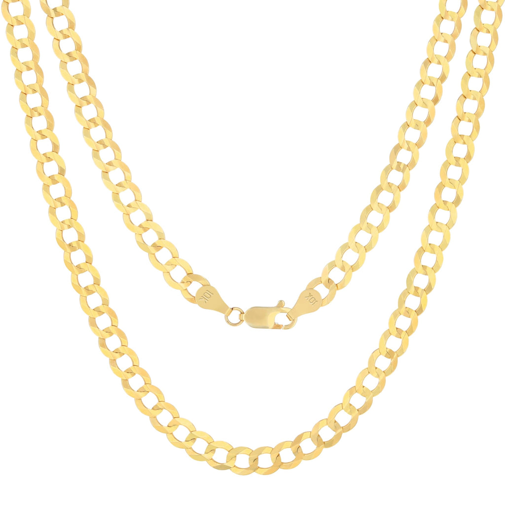 10k Yellow Gold Cuban Curb Link Chain Necklace Z8106