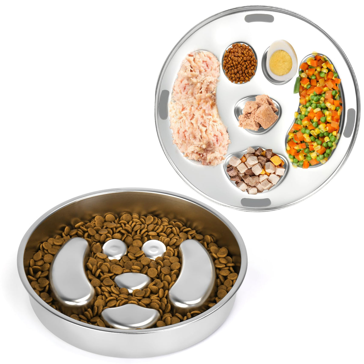 Stainless Steel 2 Pack Slow Feed Dog Bowl H64456
