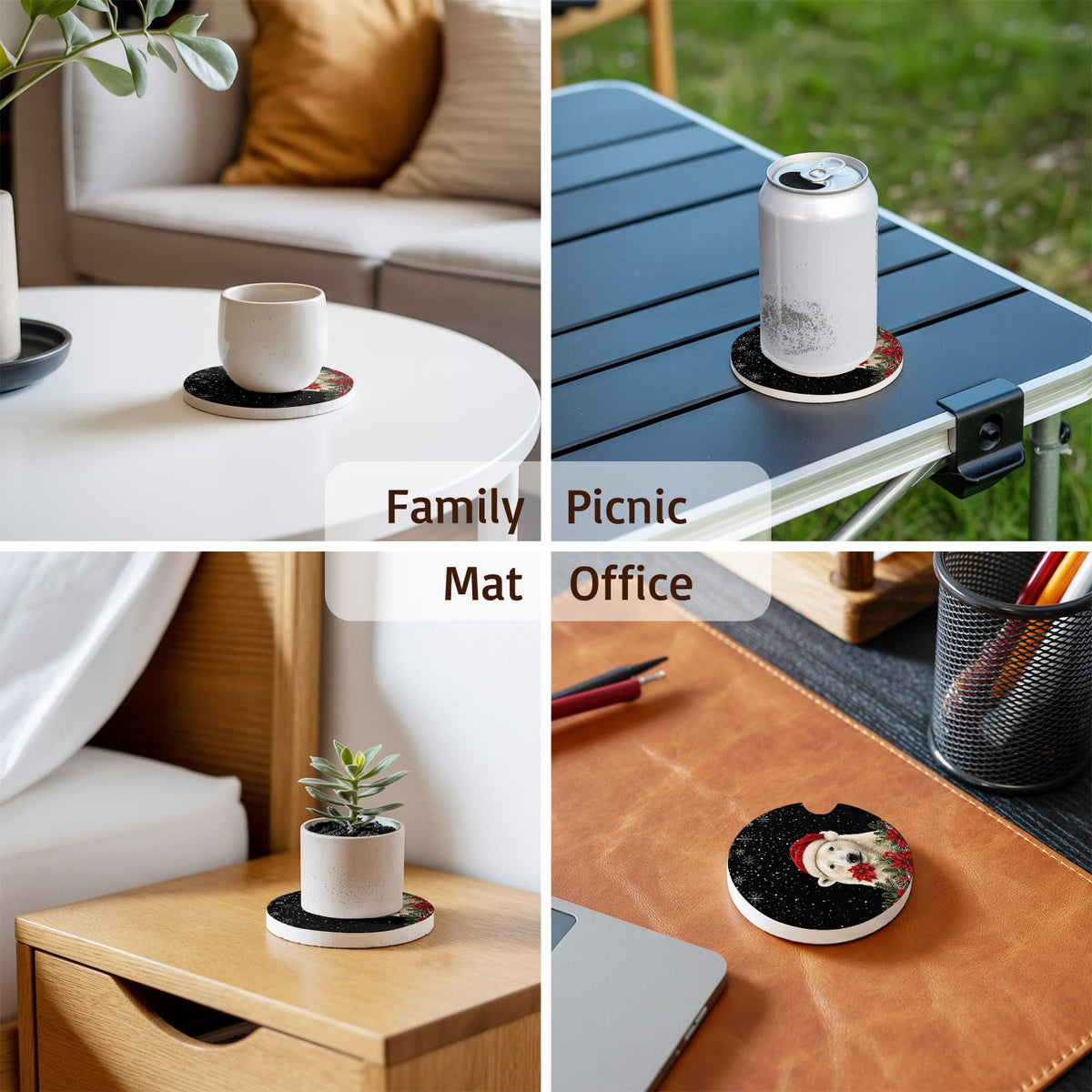 Absorbent Ceramic Stone Car Coasters Set of 2 B299