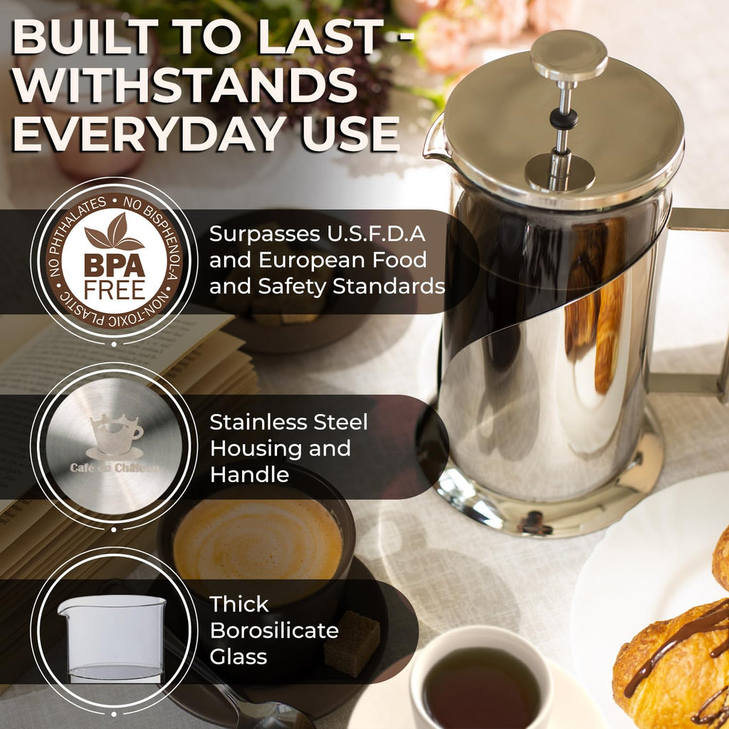 French Press Coffee Maker 34 oz Glass Stainless Steel H938