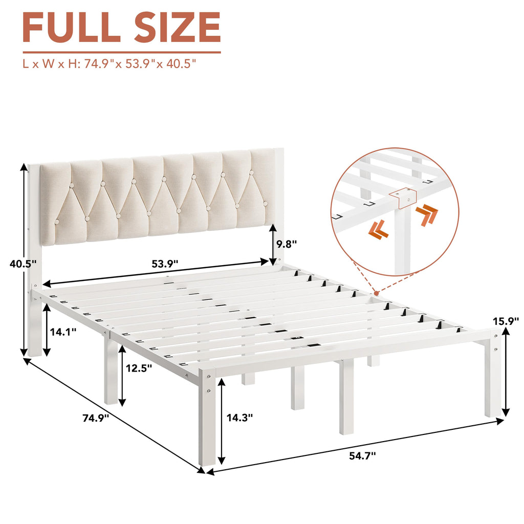 Full Size Upholstered Bed Frame with Tufted Headboard W764154