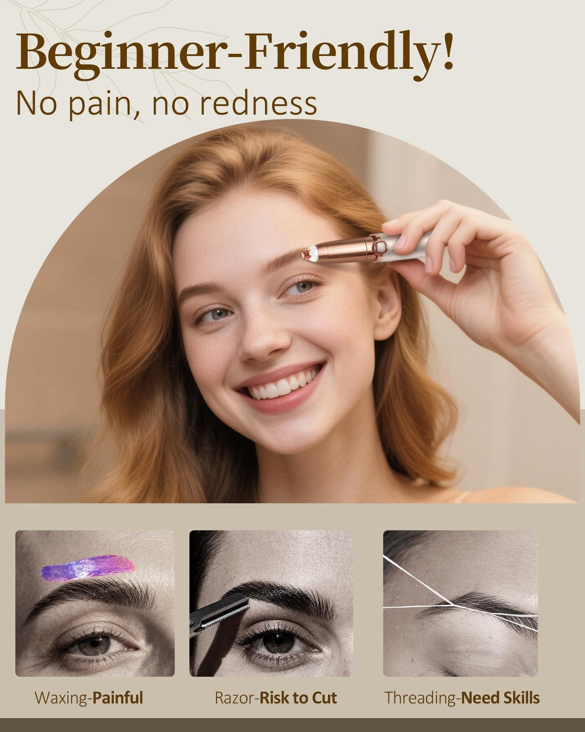 Rechargeable Eyebrow Trimmer with 2 Replacement Heads & LED Light A2486