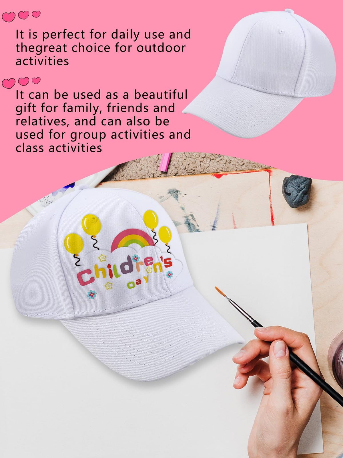 30 Pcs White Cotton Kids Baseball Cap A7497