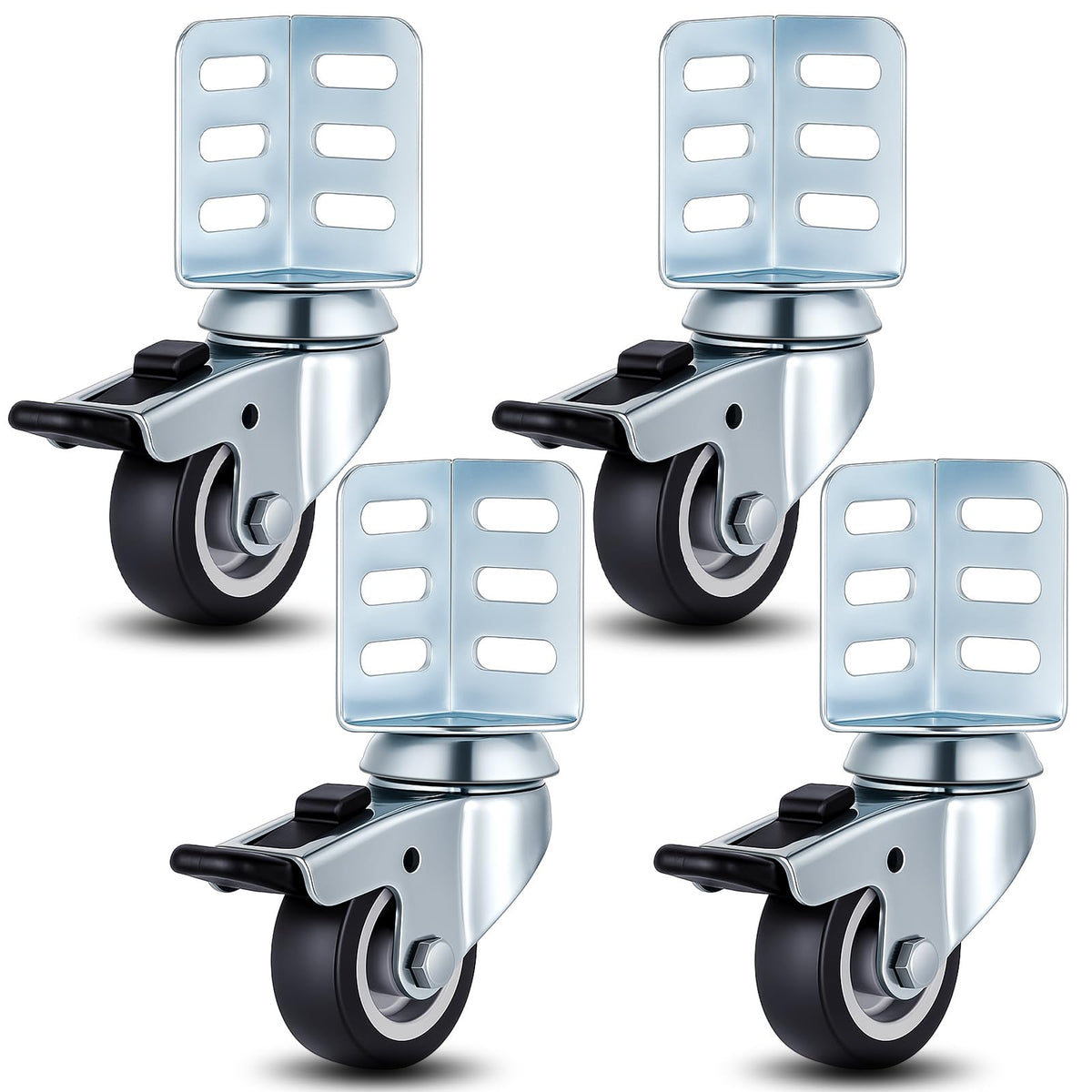 4 Pack Black Swivel Caster Wheels with Top Brake V491995