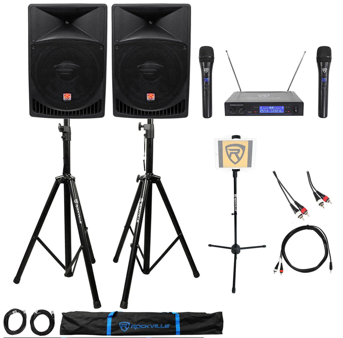15" 1000W PA Speaker 2-Pack with Mics P612977