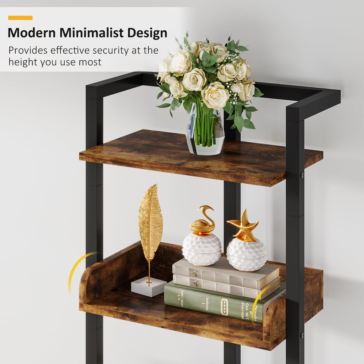 5 Tier Wood Bookcase with Metal Edge Protection X8605