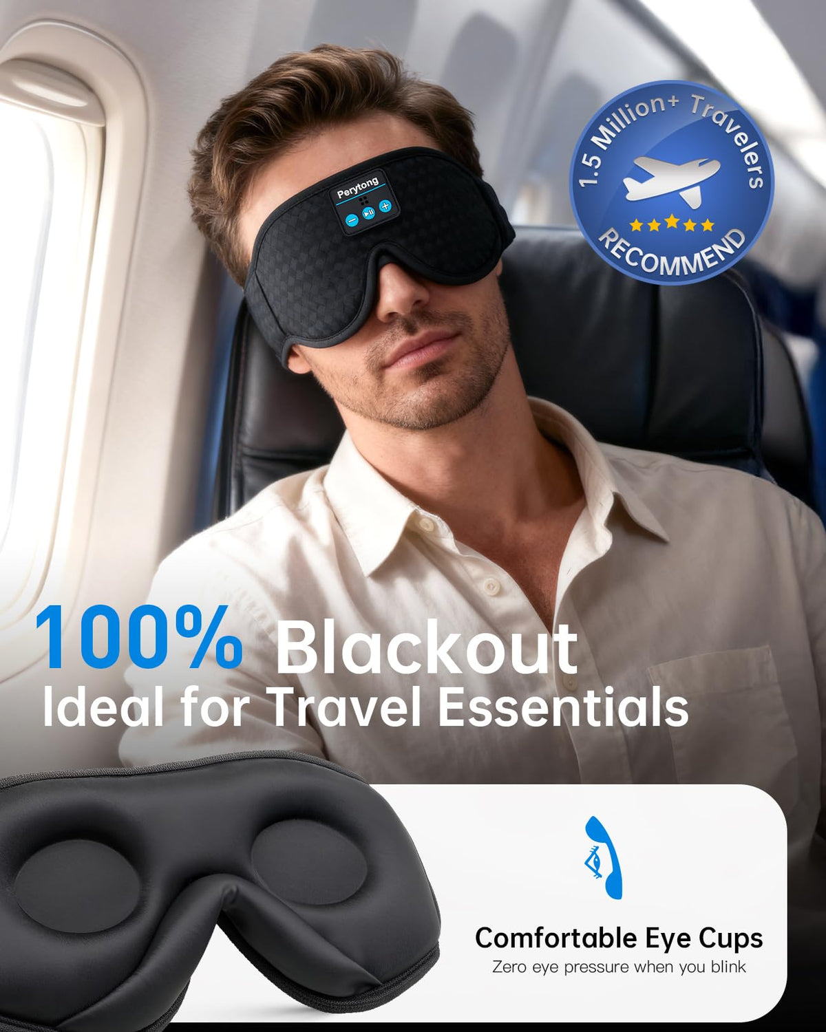 Bluetooth Sleep Mask with Headband Headphones H918