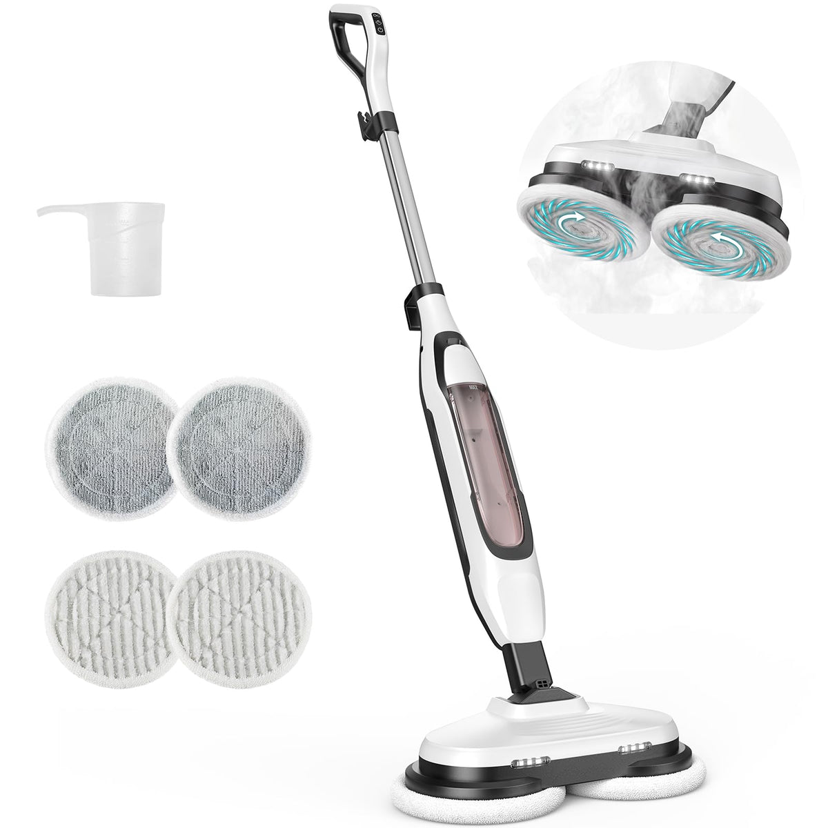 Steam Mop with Rotating Pads and 4 Cleaning Modes T246694