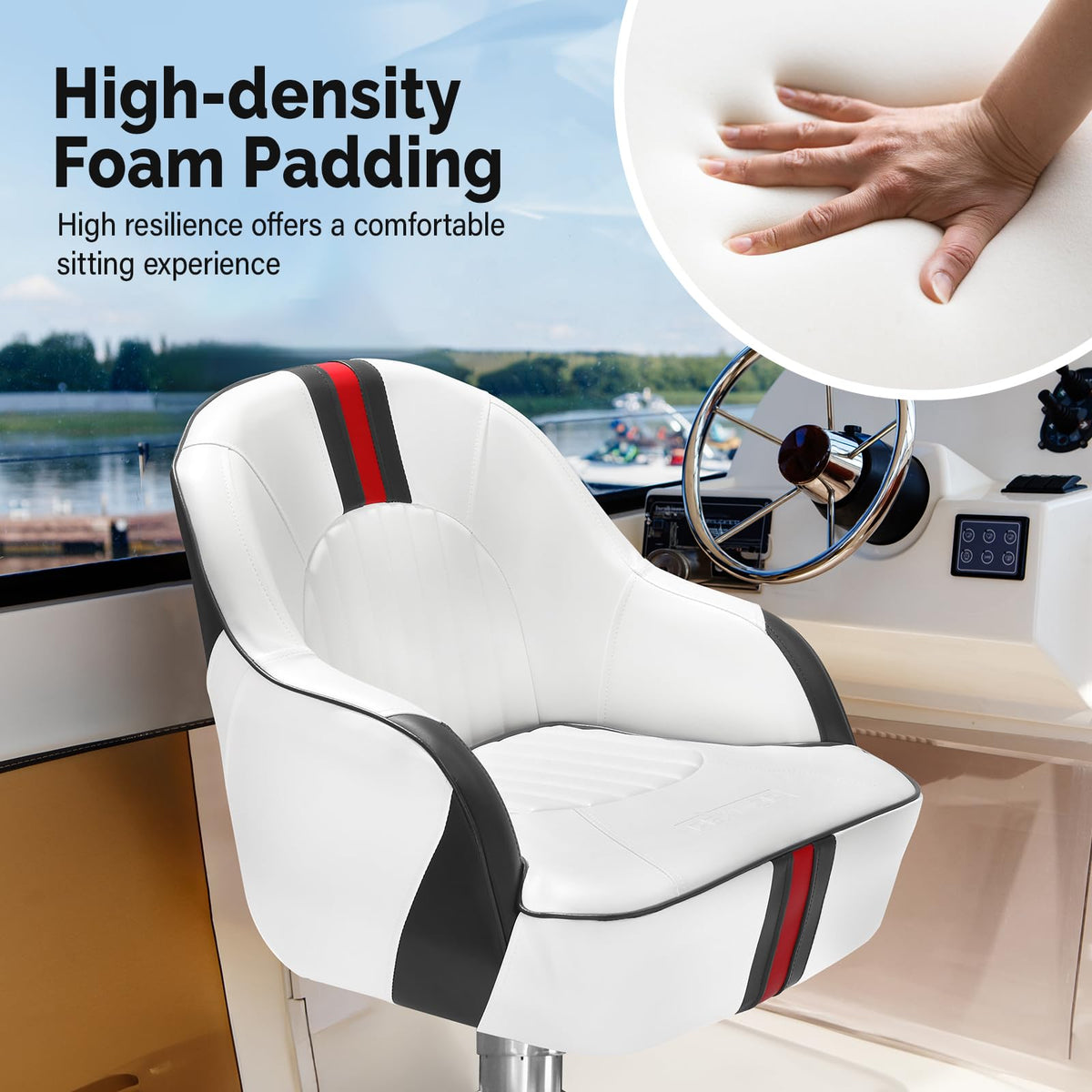 Pontoon Boat Captain Bucket Seat with Cover H156211