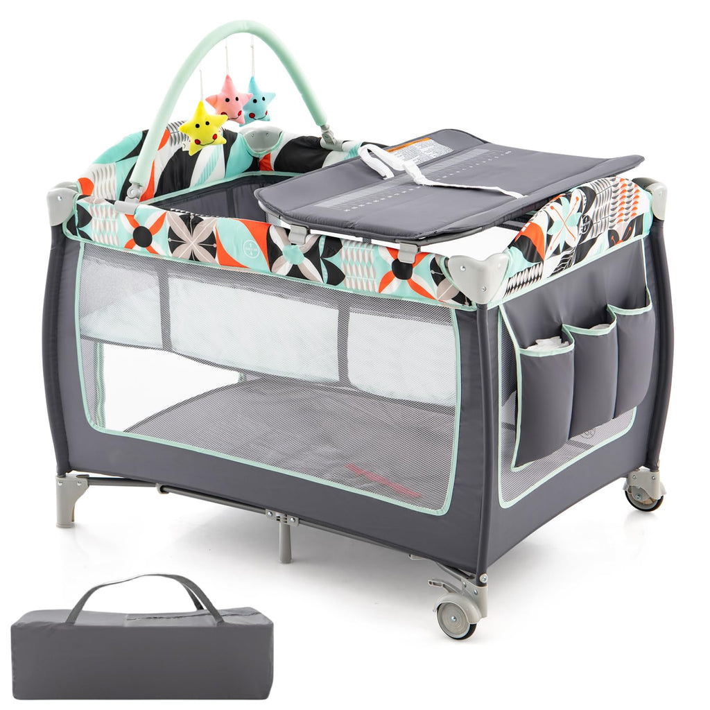 4 in 1 Portable Baby Crib Playpen with Bassinet R9018