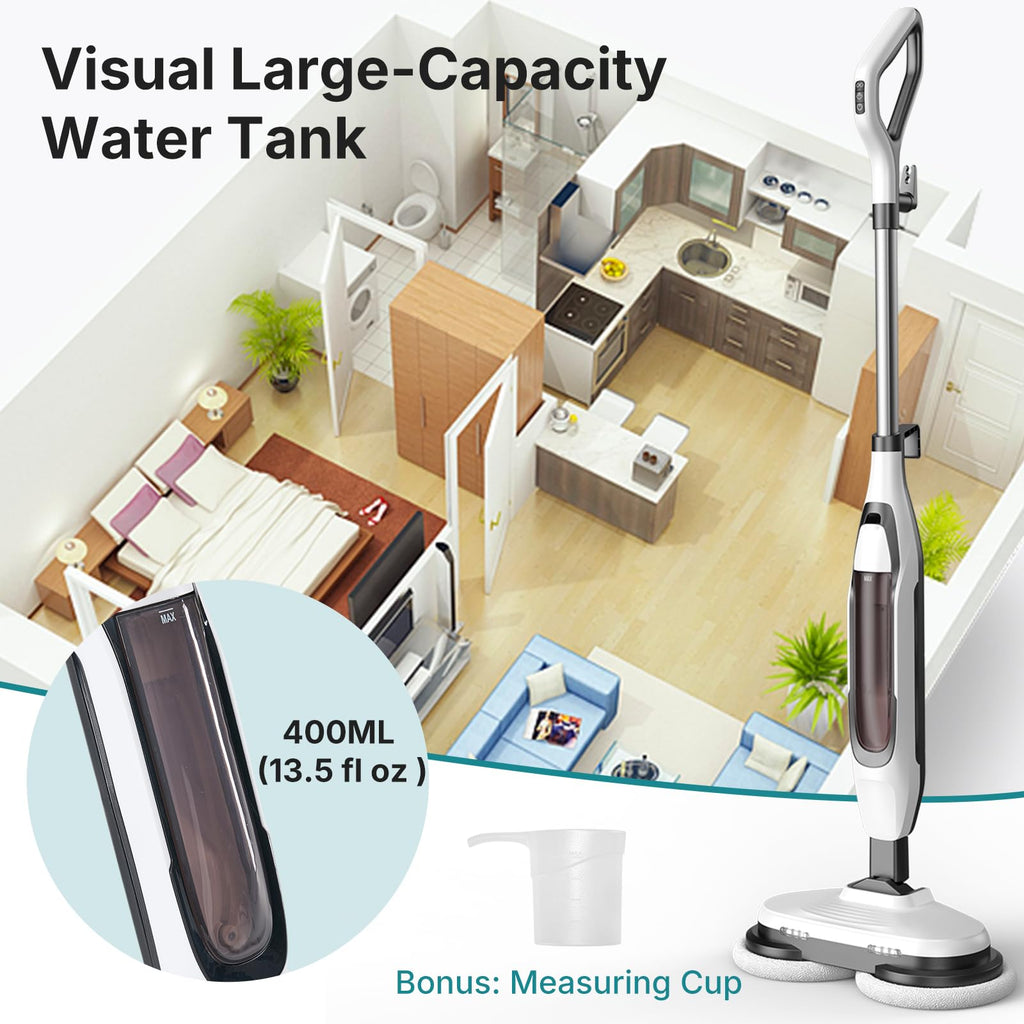 Steam Mop with Rotating Pads and 4 Cleaning Modes T246694