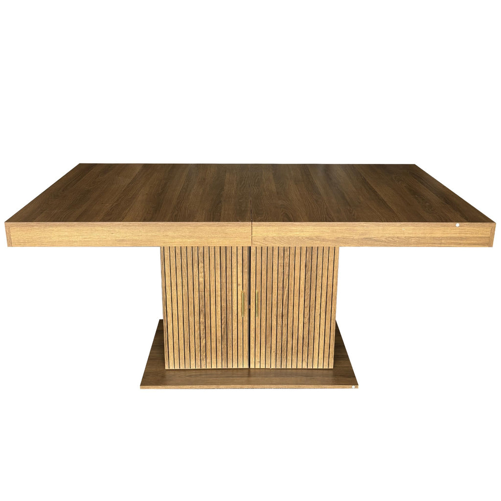 Brown 9 Piece Extendable Dining Table Set with 8 Suede Chairs S7097