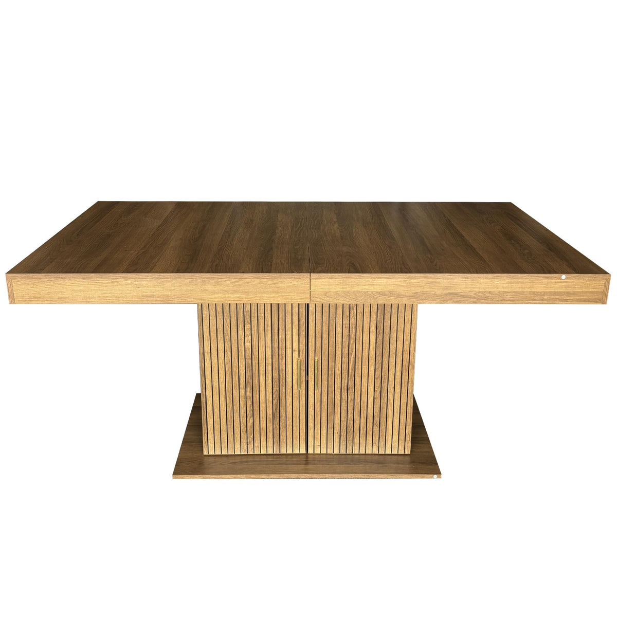 Brown 9 Piece Extendable Dining Table Set with 8 Suede Chairs S7097