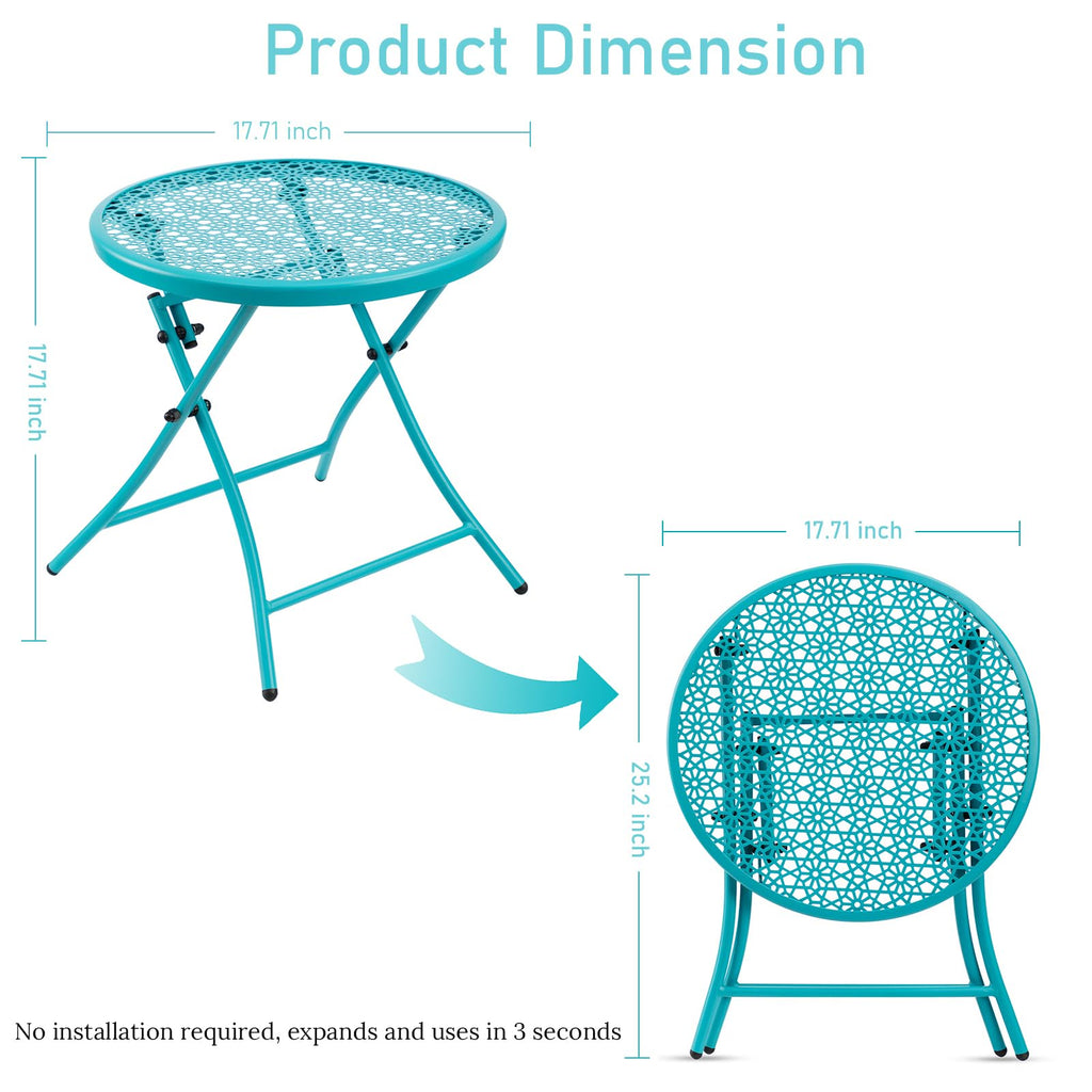 Folding Outdoor Side Table with Cutouts D464