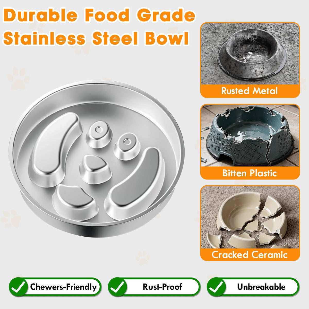 Stainless Steel 2 Pack Slow Feed Dog Bowl H64456