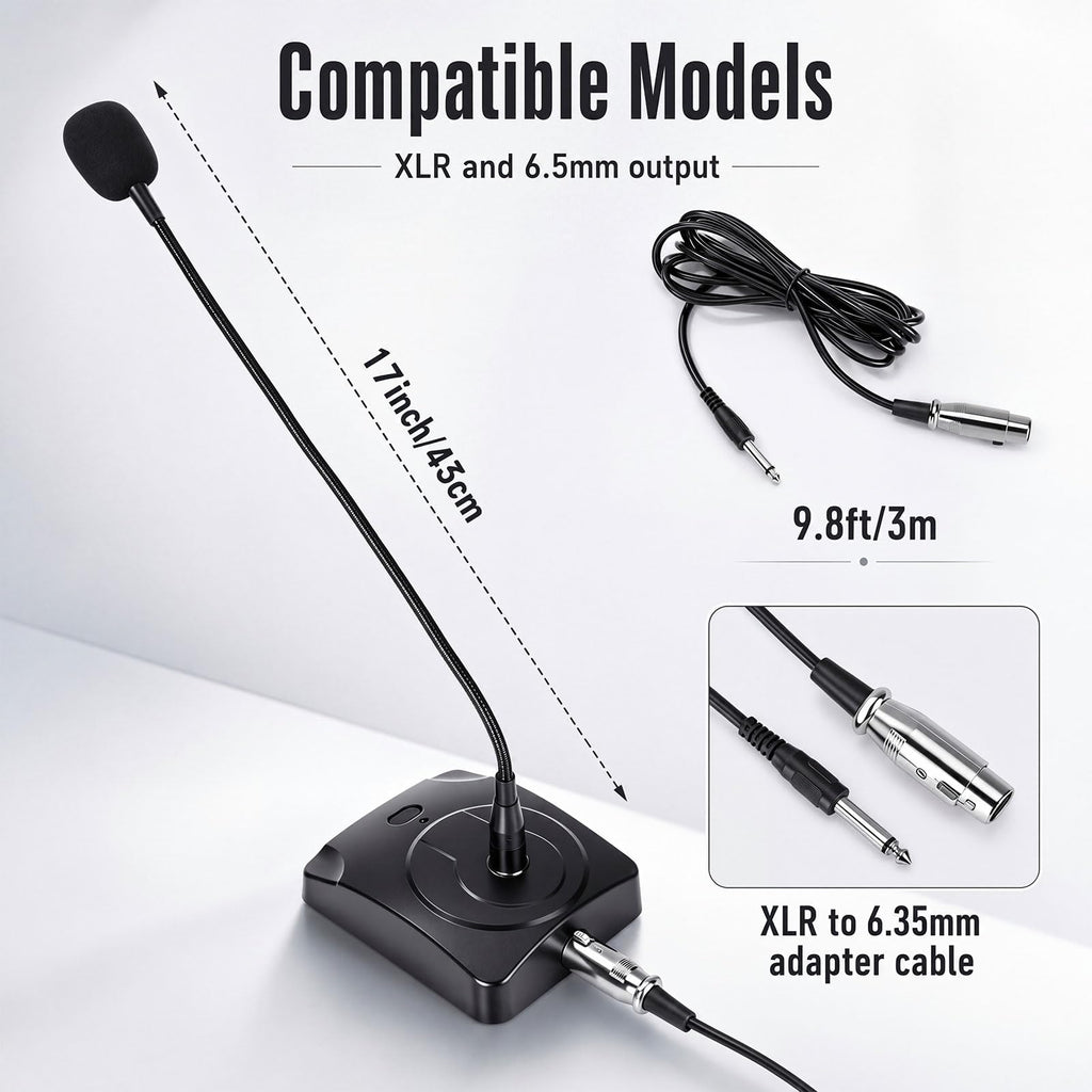3 Pcs Gooseneck Wired Microphone with Base R423