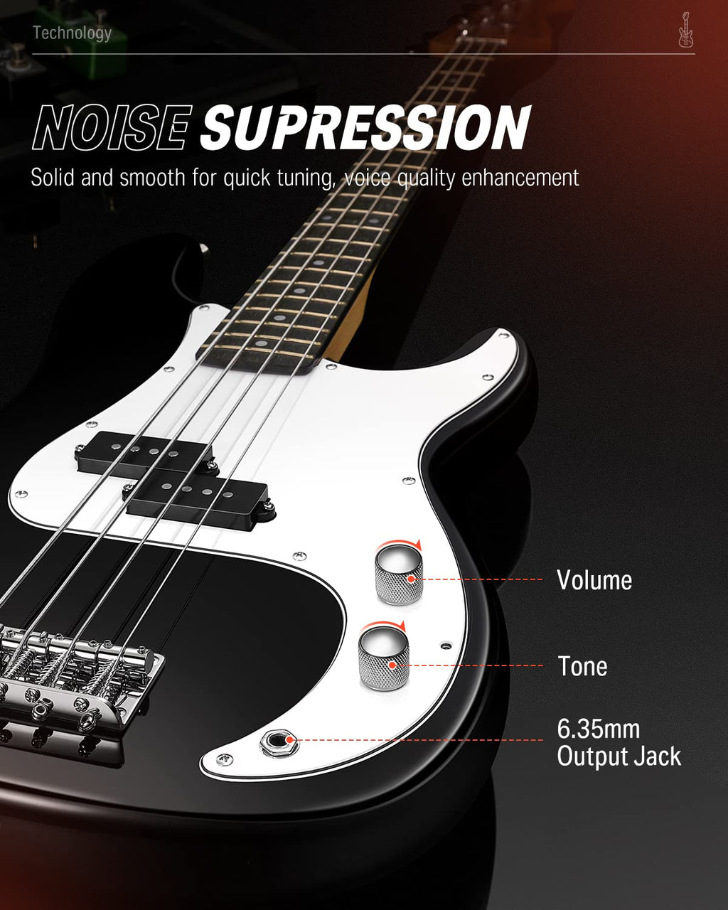 Electric Bass 4 Strings Full-Size Guitar Kit PB-Style Black A616
