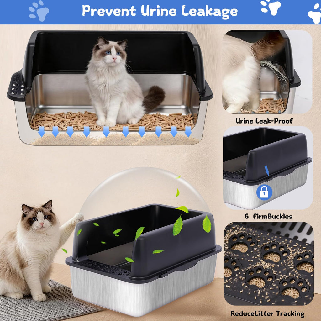 Stainless Steel Sifting Litter Box with Lid C363