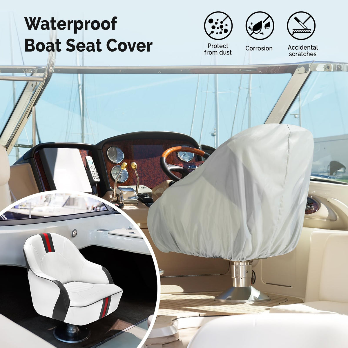 Pontoon Boat Captain Bucket Seat with Cover H156211