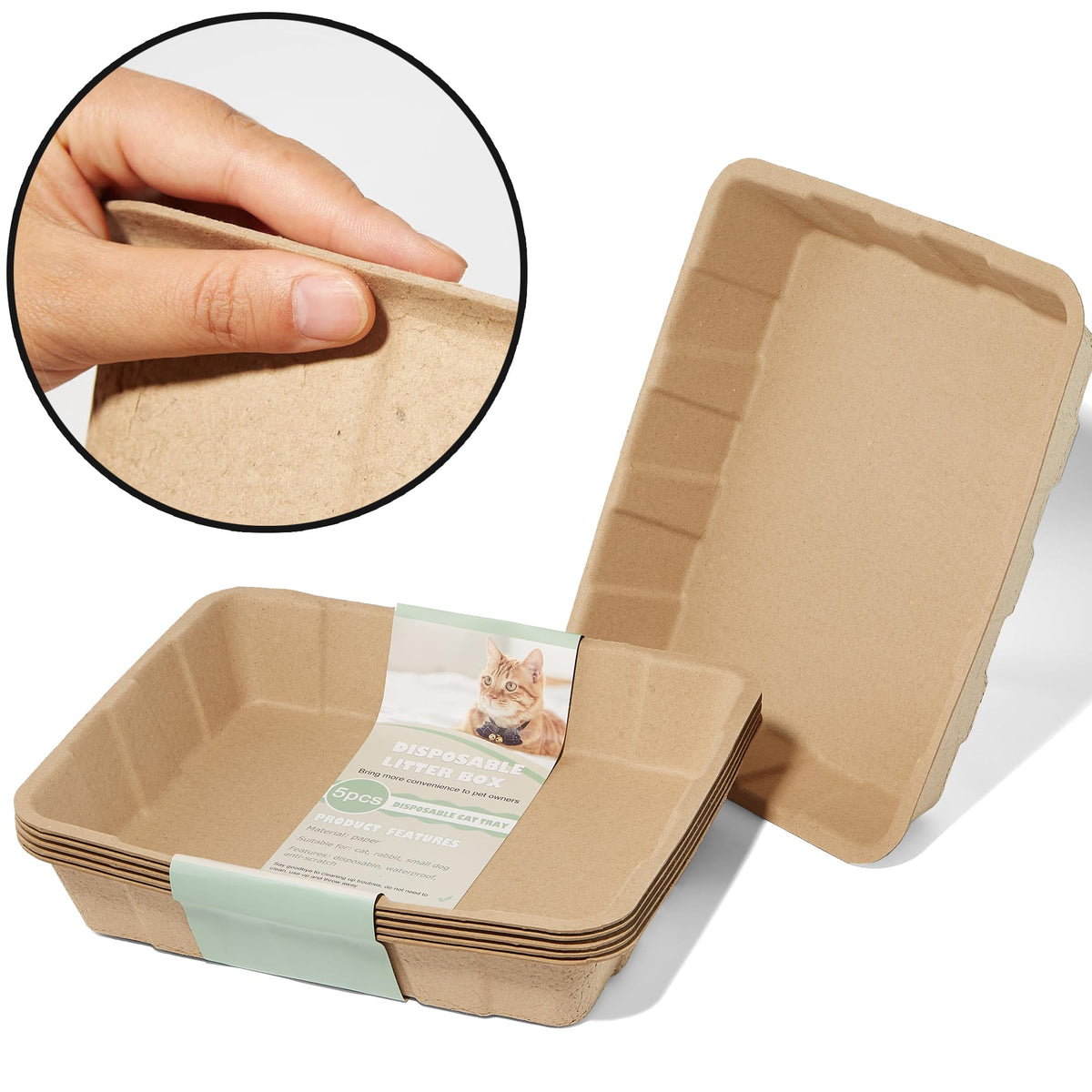 Disposable Cardboard Cat Litter Boxes 5 Pack D961732