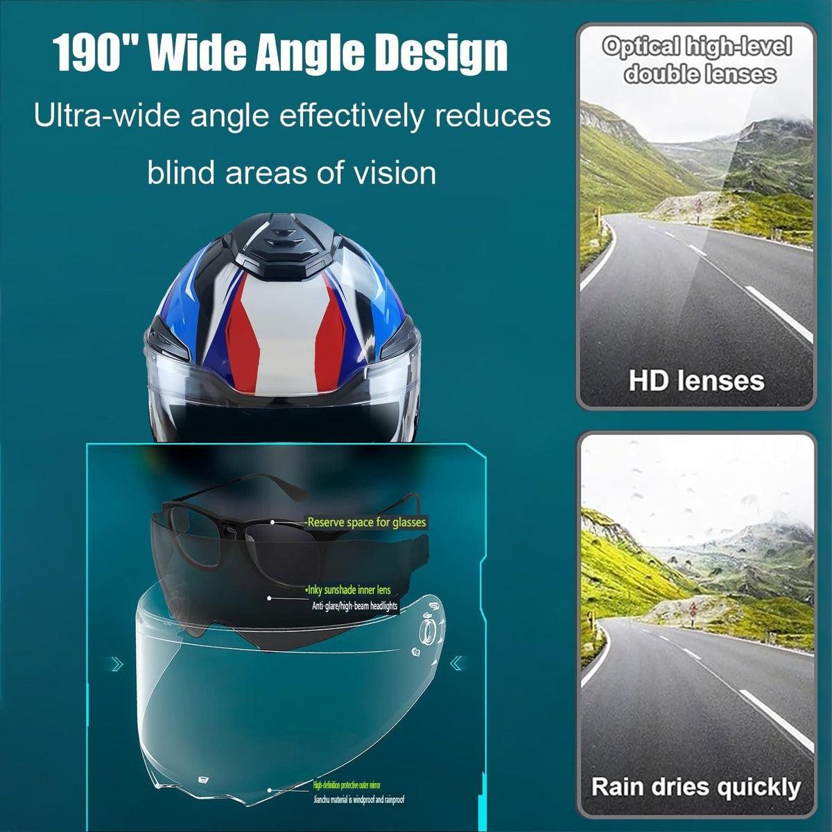 Bluetooth Modular Motorcycle Helmet with Dual Visors Y5155