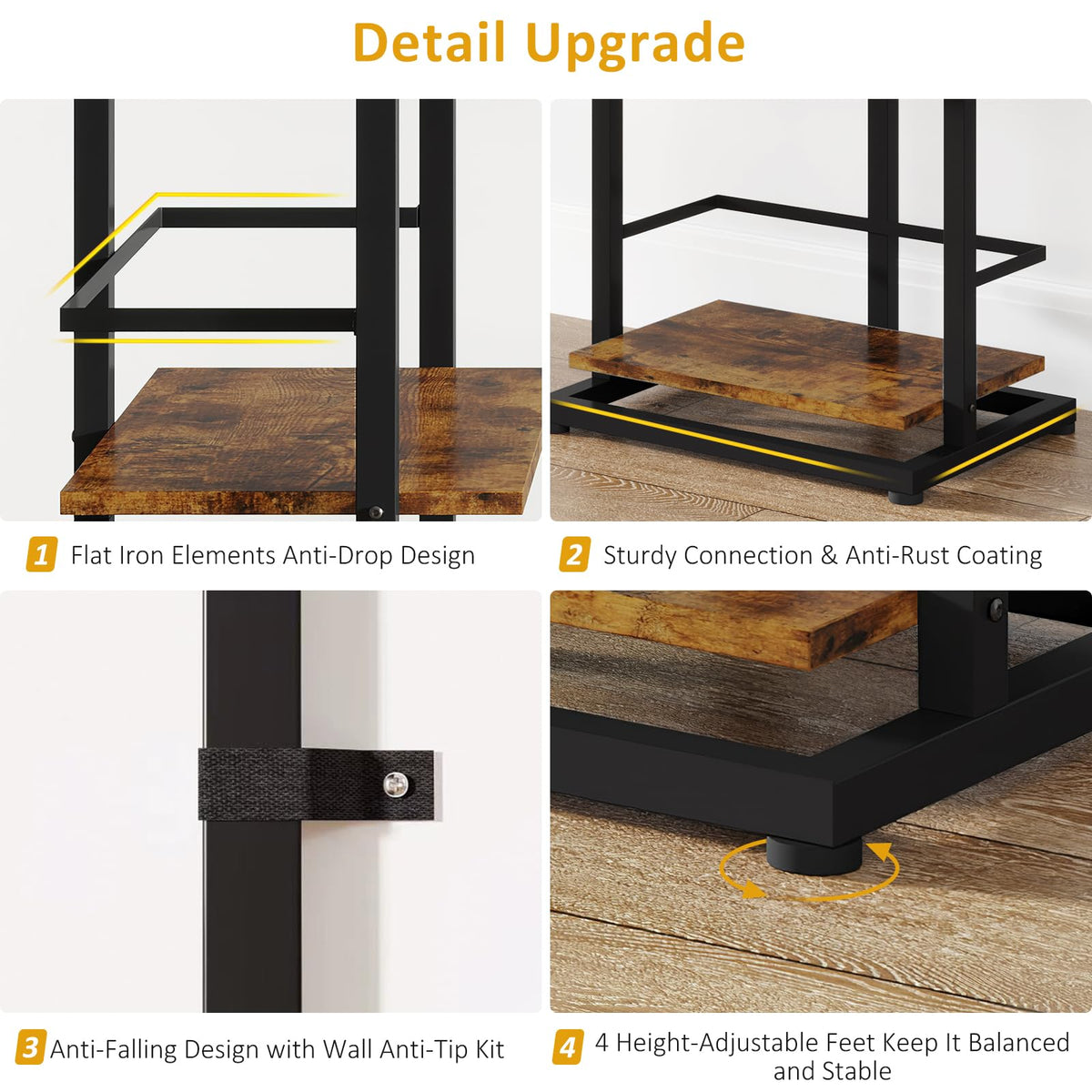 5 Tier Wood Bookcase with Metal Edge Protection X8605