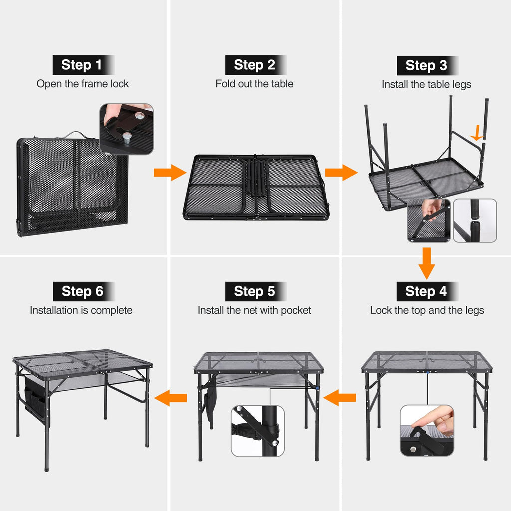 36x24 Aluminum Folding Grill Table with Adjustable Height Legs E599177