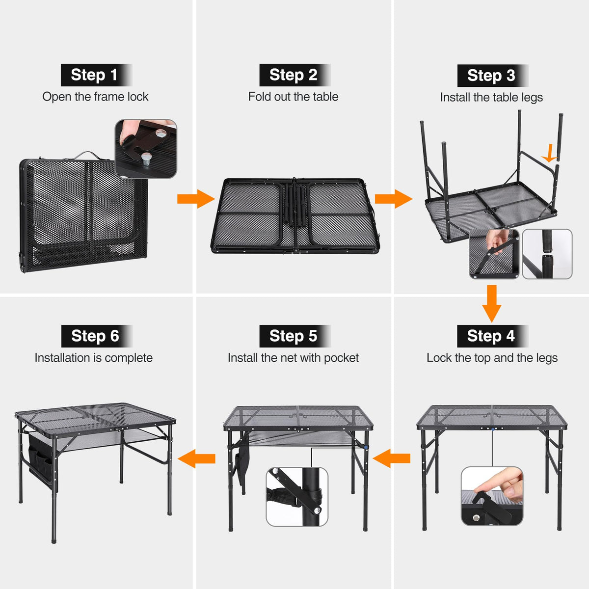 36x24 Aluminum Folding Grill Table with Adjustable Height Legs E599177