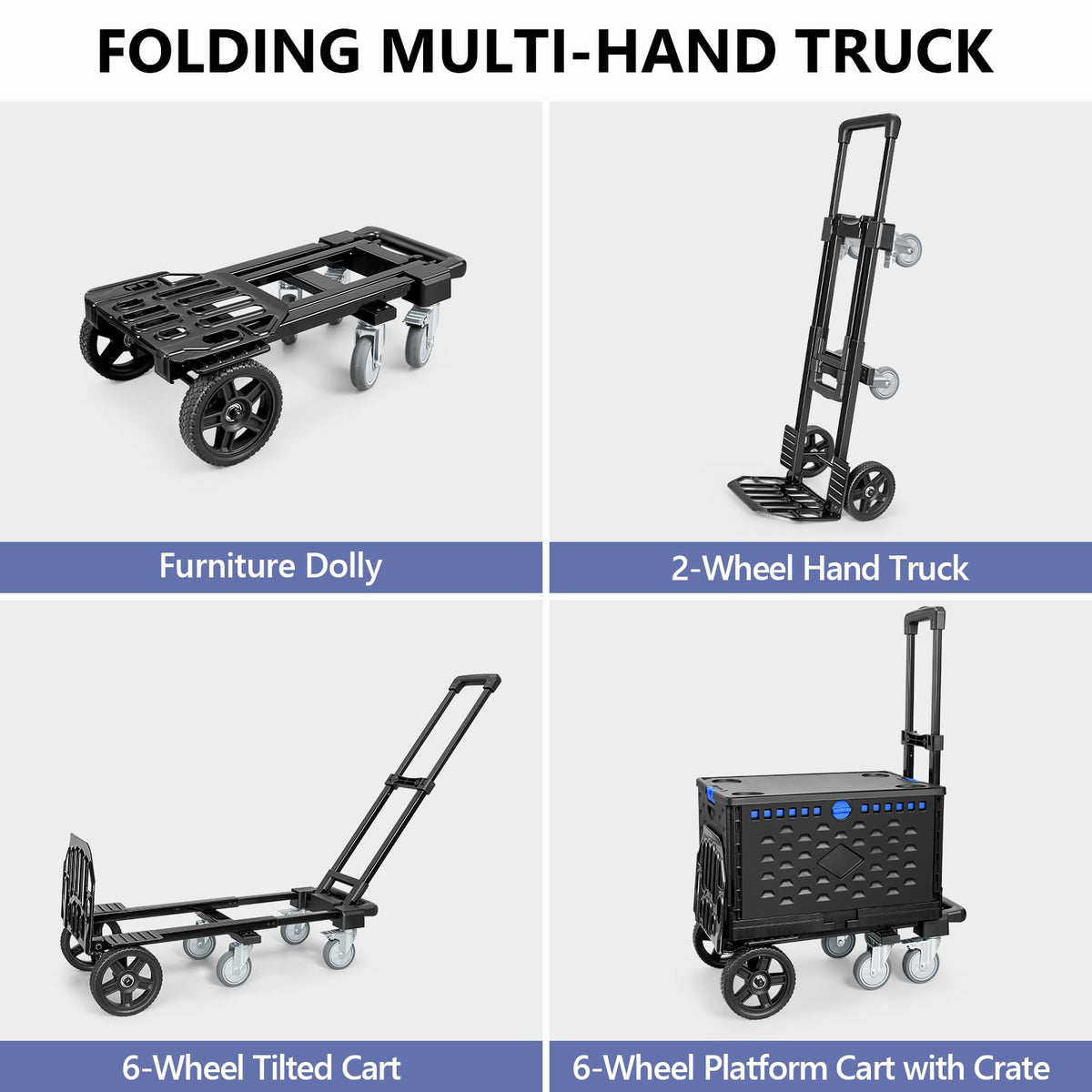 4-in-1 Convertible Dolly Cart with Crate F19501