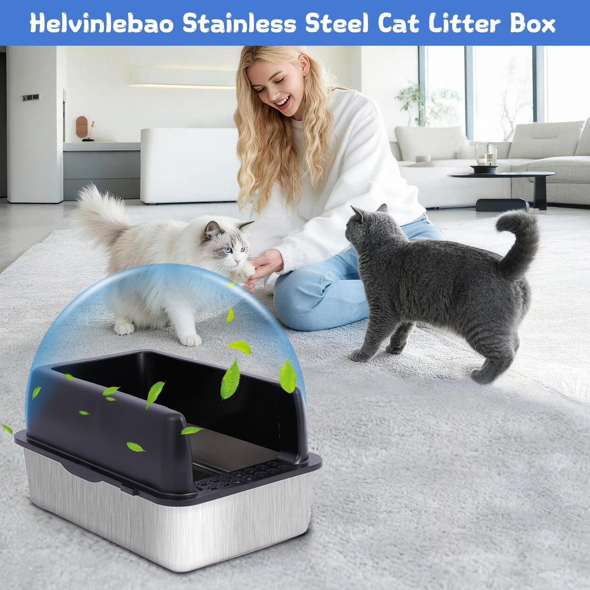 Stainless Steel Sifting Litter Box with Lid C363