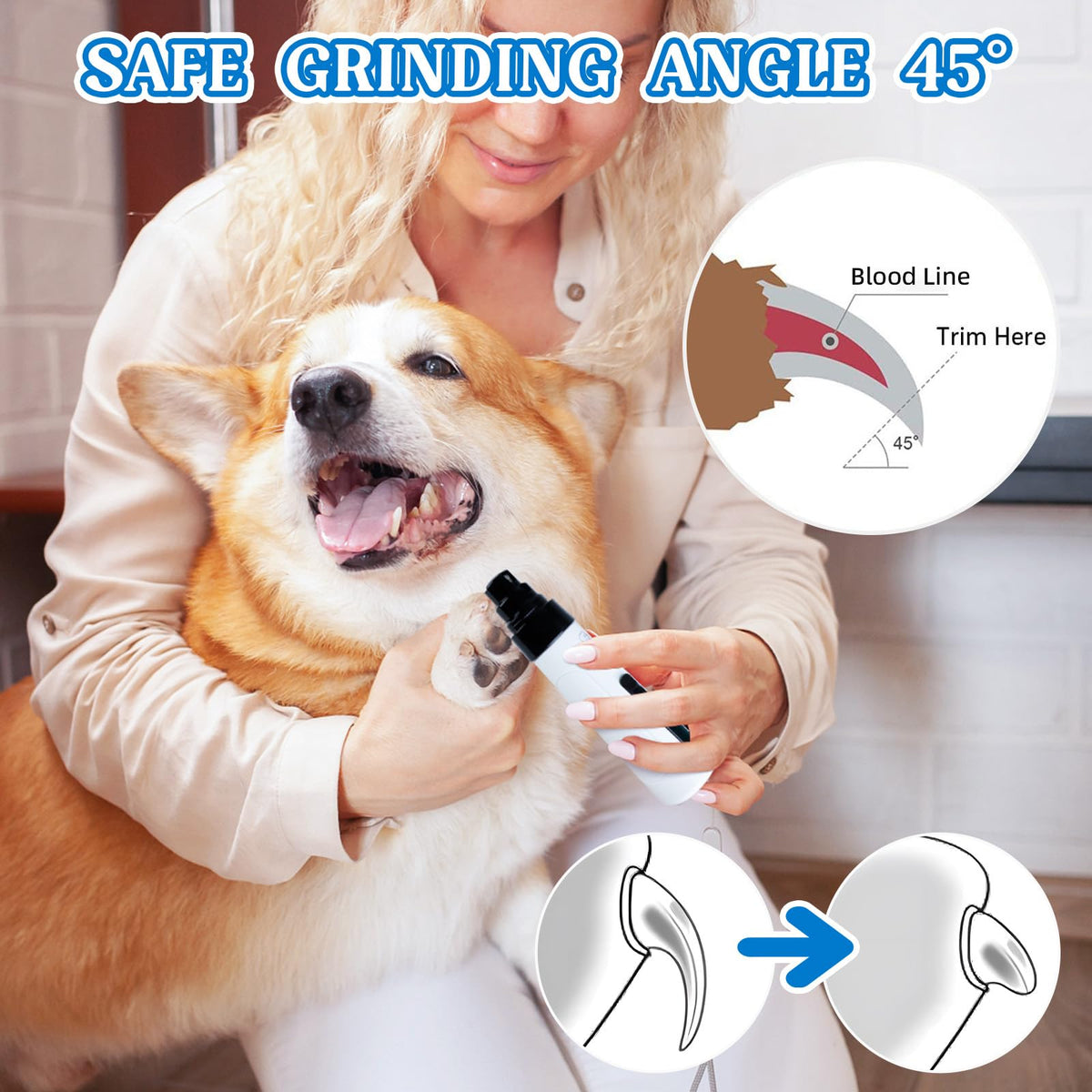 2-Speed Rechargeable Quiet Electric Pet Nail Grinder Y87147