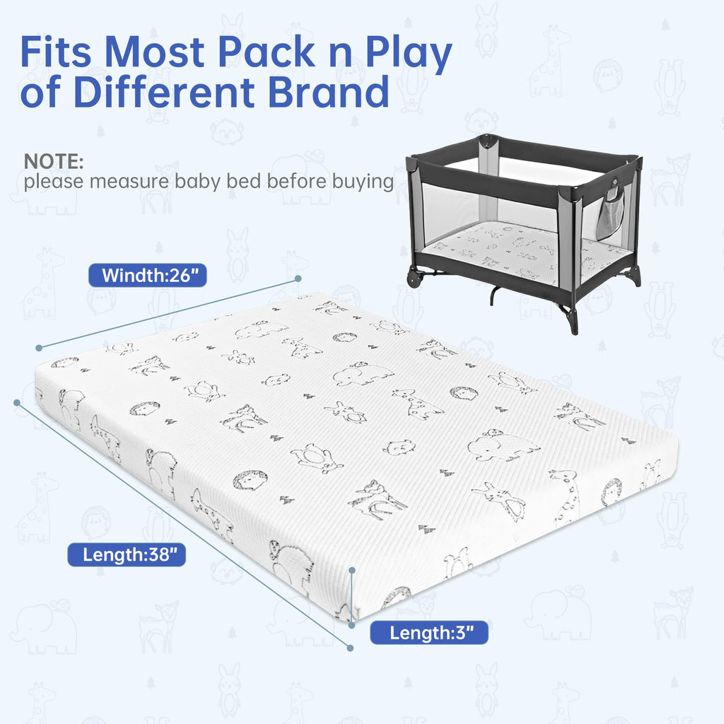 Pack and Play Mattress 38"x26" Firm Support Foam E72932