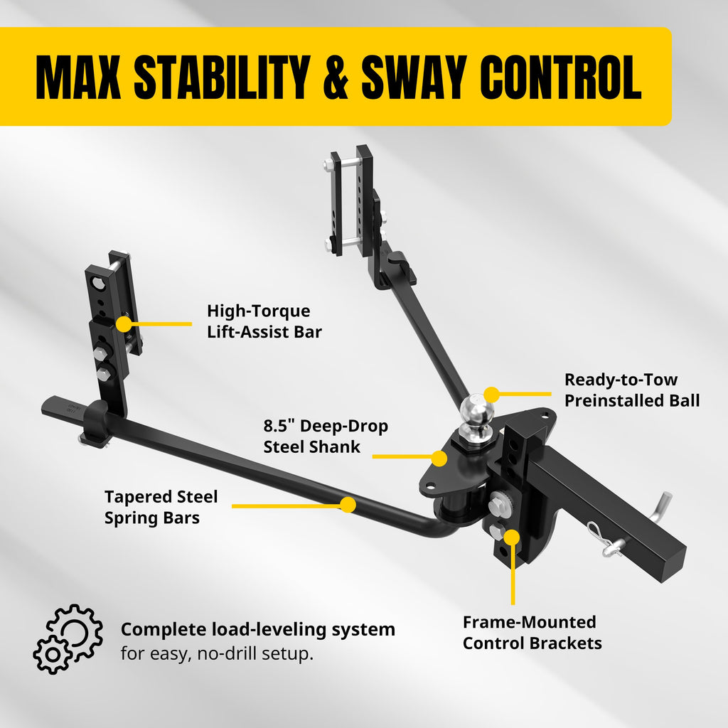 Weight Distribution Hitch with Sway Control Kit, 11,500 lb Capacity, Black Q81223