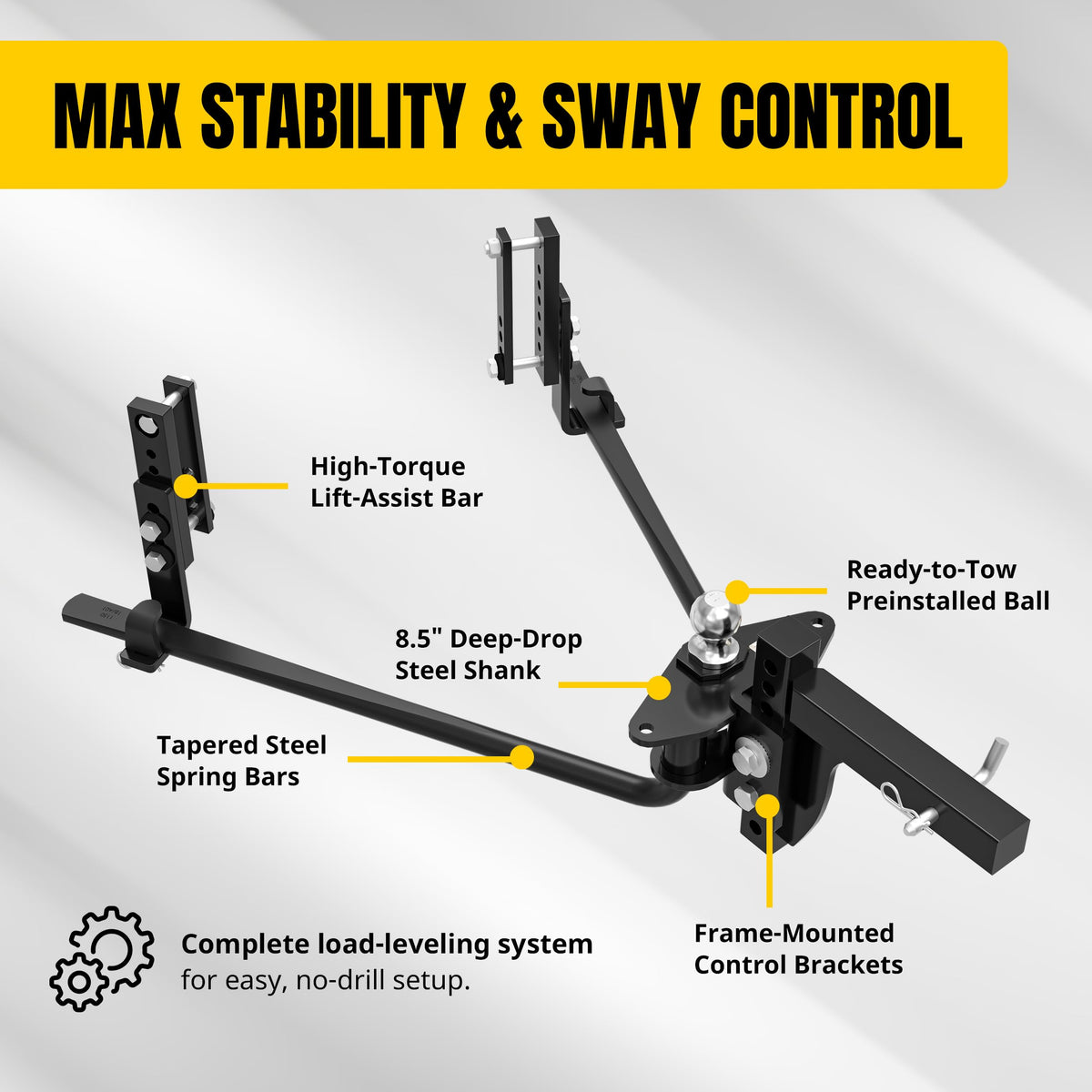Weight Distribution Hitch with Sway Control Kit, 11,500 lb Capacity, Black Q81223