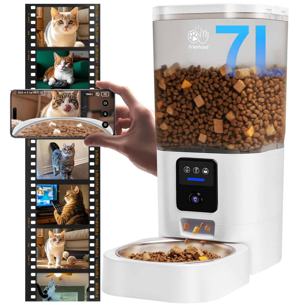 Automatic Cat Feeder with 2K Camera 5G WiFi 7L Z59417