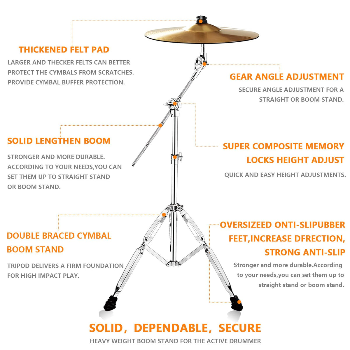 Adjustable Cymbal Boom Stand 2 Pack F455