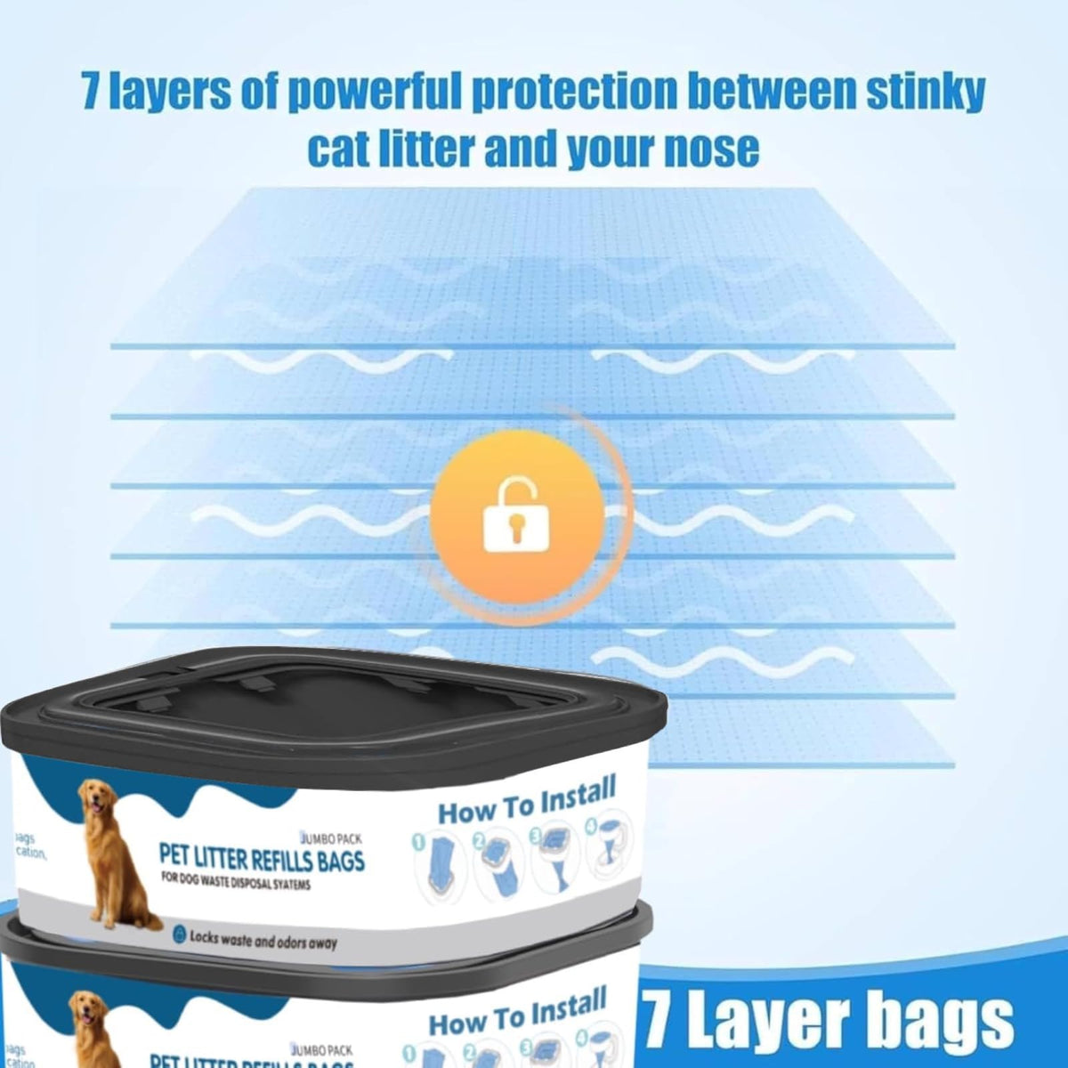 6 Pack Jumbo Square Refills Pet Waste Bags F261