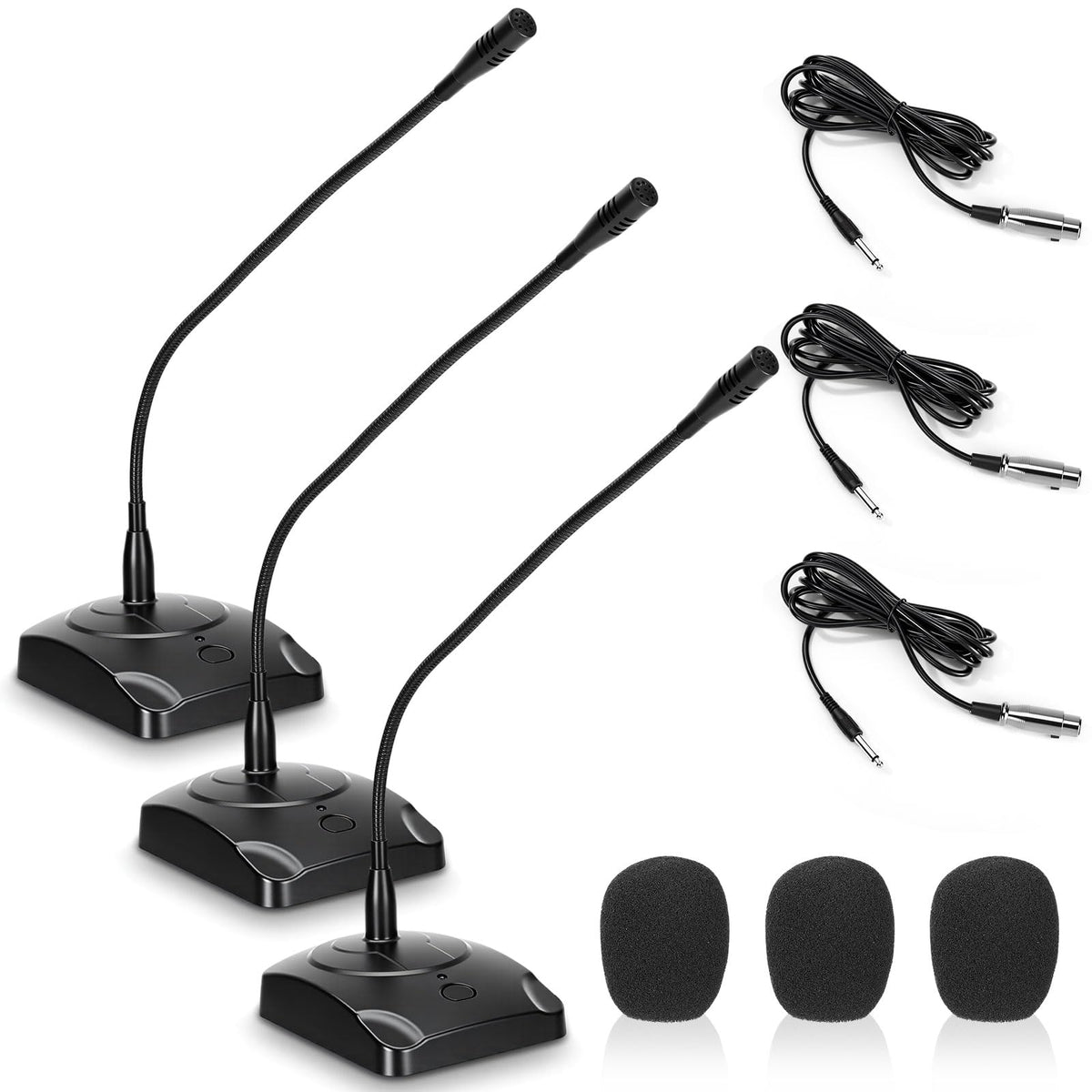 3 Pcs Gooseneck Wired Microphone with Base R423