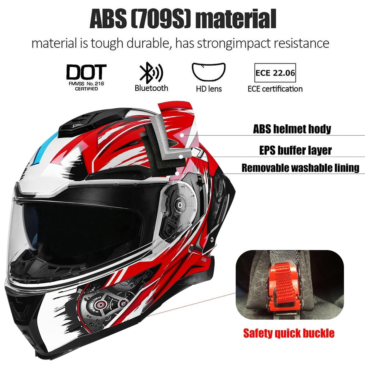 Bluetooth Modular Motorcycle Helmet with Dual Visors Y5155