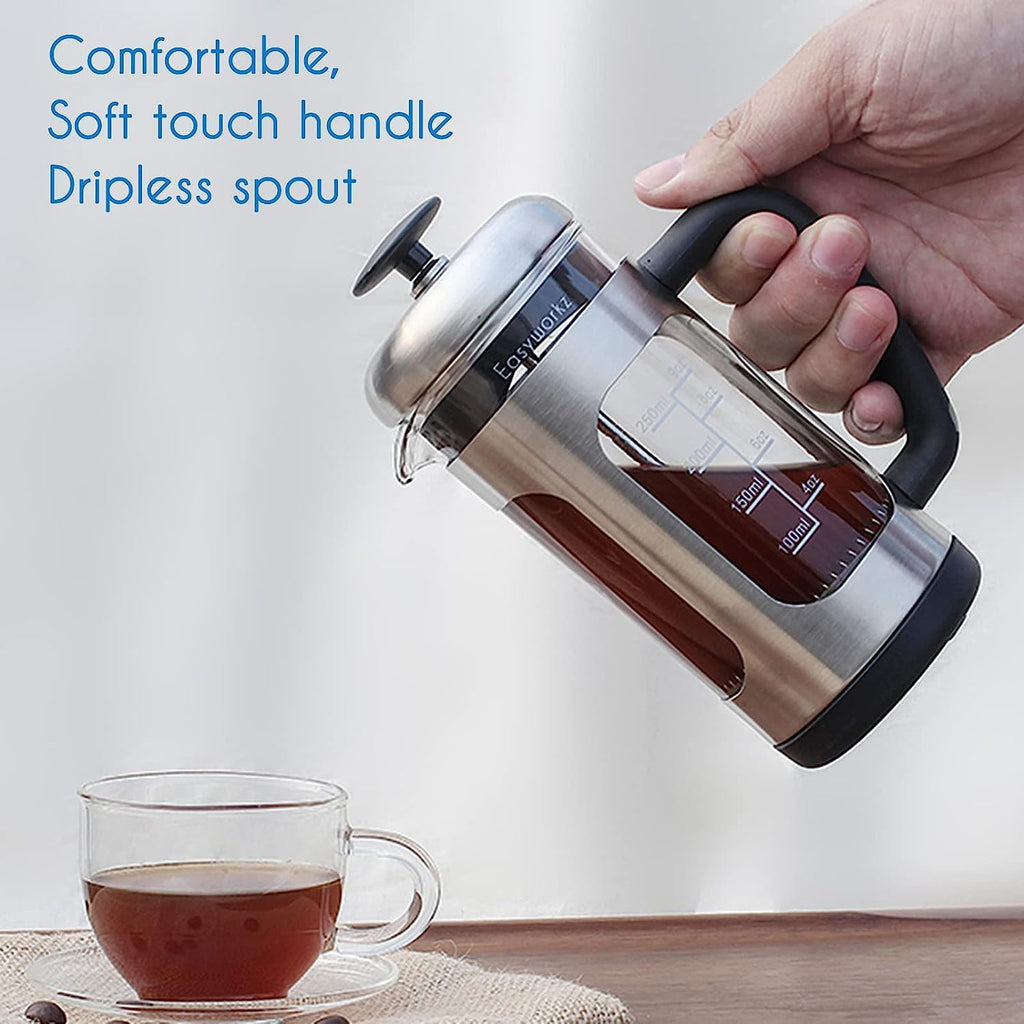 Stainless Steel French Press 12 oz with Measuring Coffee Spoon A8846