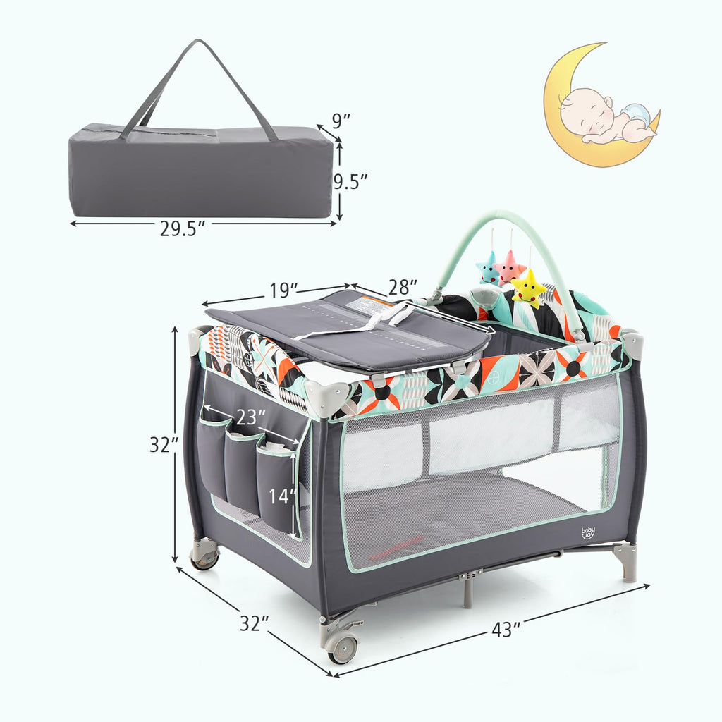 4 in 1 Portable Baby Crib Playpen with Bassinet R9018