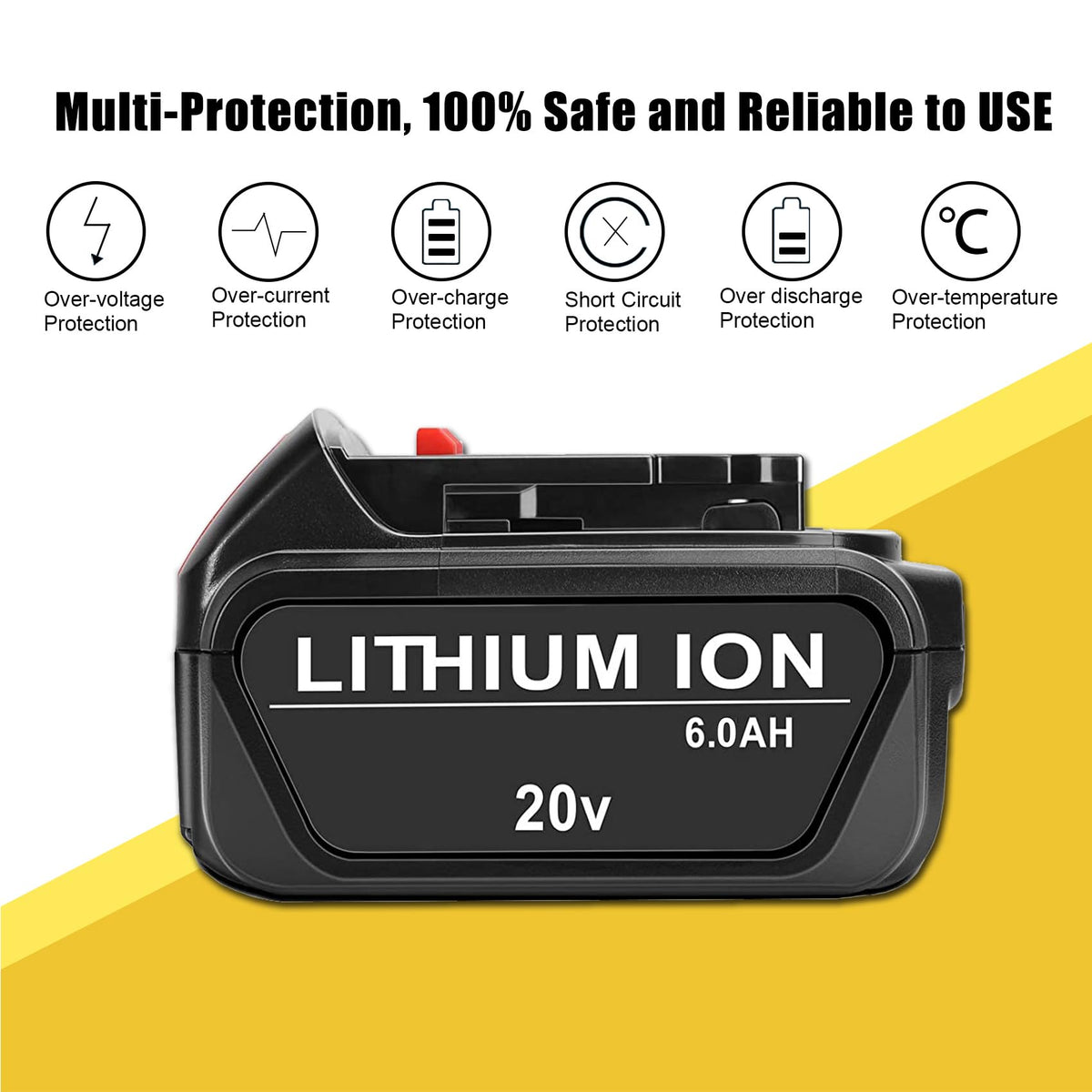 2 Pack 6.0Ah Replace Battery for 20V MAX Cordless Power Tools U324