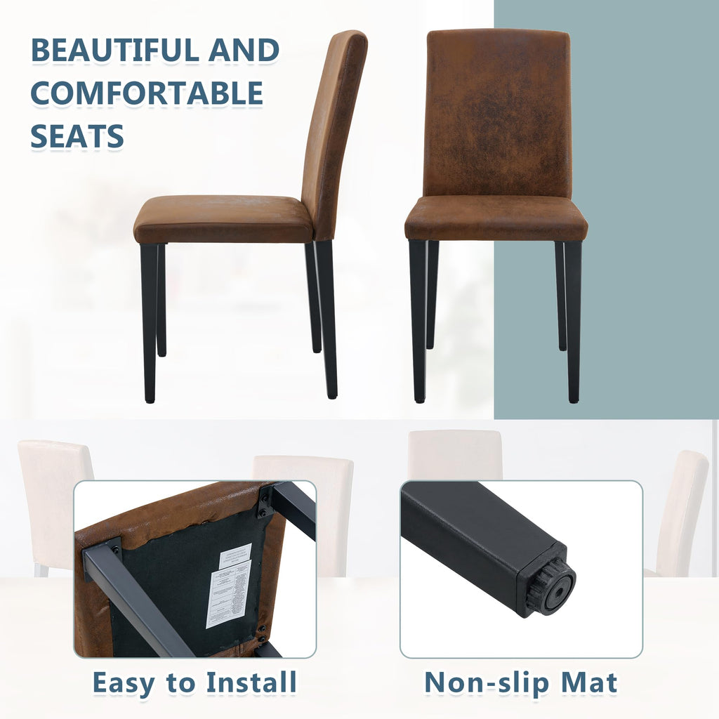 Brown 9 Piece Extendable Dining Table Set with 8 Suede Chairs S7097