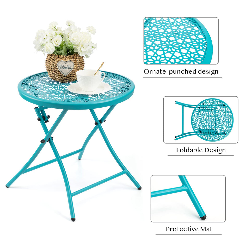 Folding Outdoor Side Table with Cutouts D464
